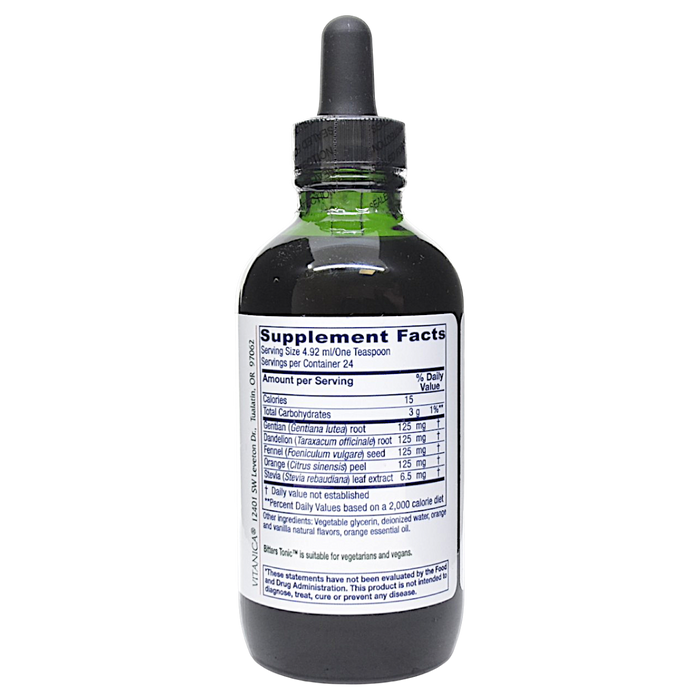 Vitanica's Bitters Tonic 4 fl oz Supplement Facts