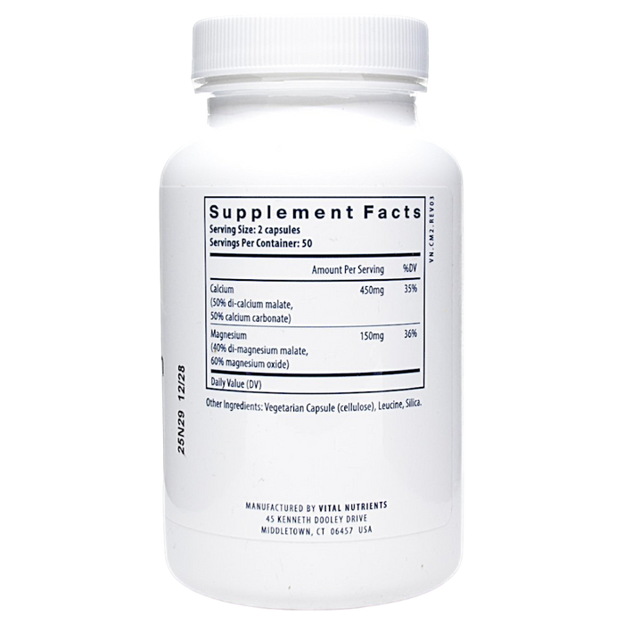 Vital Nutrients' Calcium & Magnesium 100 Capsules Supplement Facts