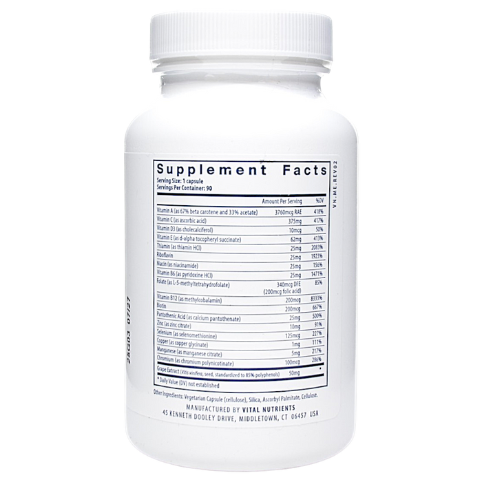 Vital Nutrients' Minimal and Essential 90 Capsules Supplement Facts