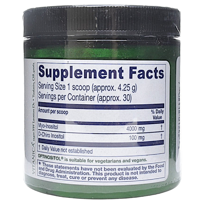 Vitanica's Optinositol Powder 4 oz Supplement Facts