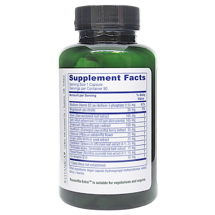 Vitanica's Rauwolfia Extra 90 Capsules Supplement Facts