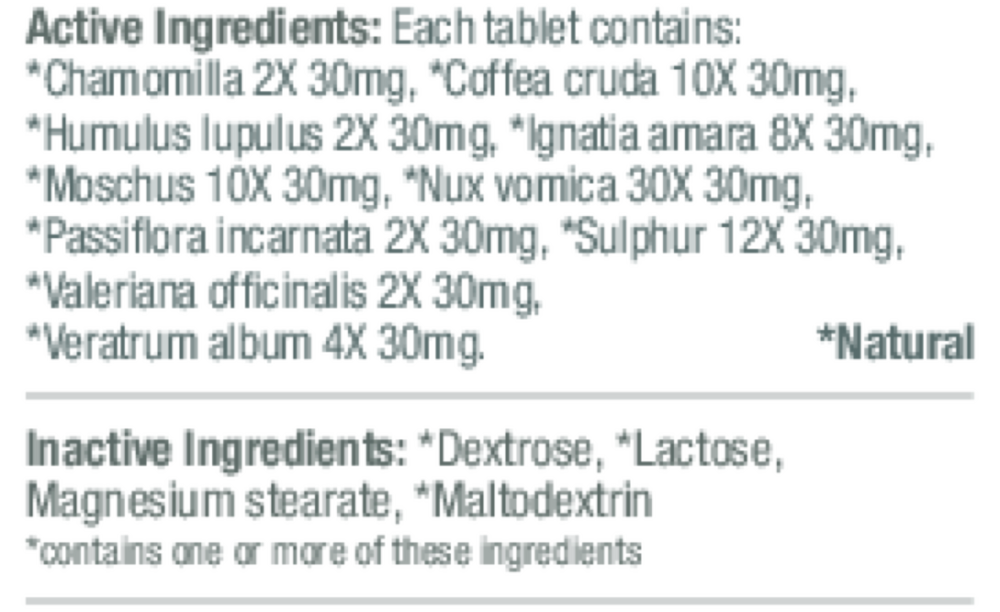 WellMind Calming 100 Tablets by MediNatura supplement facts
label
