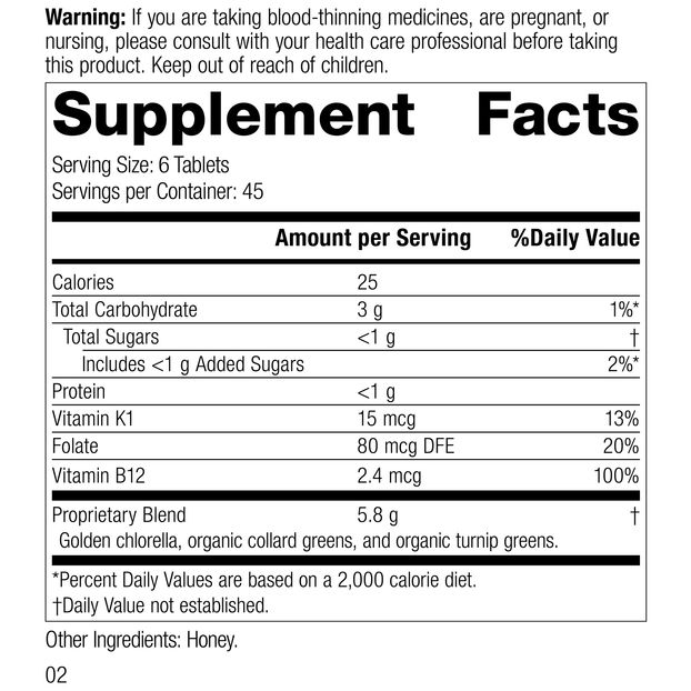 Nutrition label for Whole Food Folate