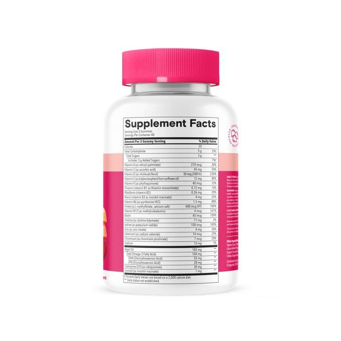 Women's Plus Multi & Omegas 120 by SmartyPants Vitamins supplement facts label

