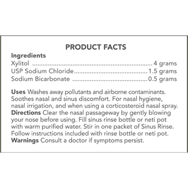 Xlear Sinus Neti Refill Solution 50 Packets by Xlear product facts label