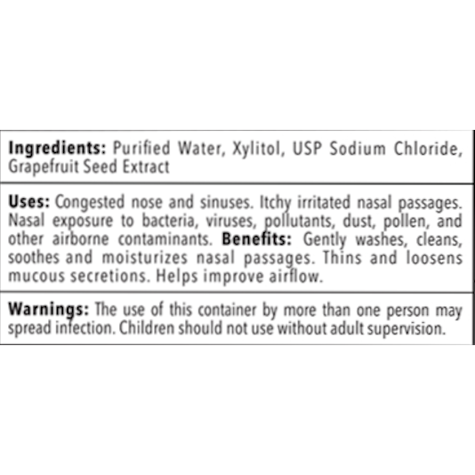 Xylitol and Saline Nasal Spray 1.5 fl oz by Xlear packaging ingredients uses warnings label