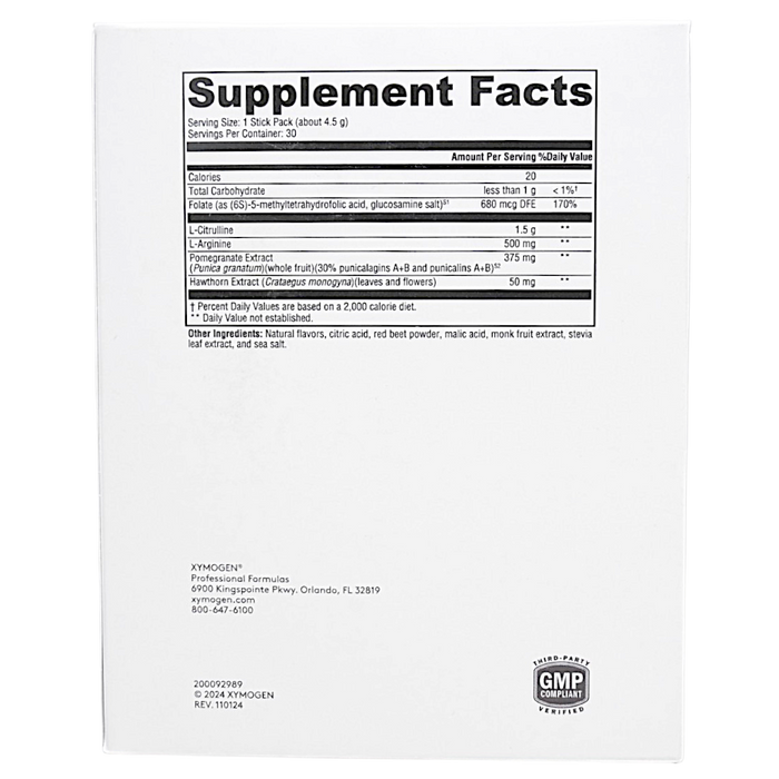 Xymogen's AngiNOX Elite Fruit Punch 30 Servings supplement facts