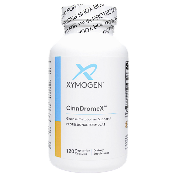 Bottle of Xymogen's CinnDromeX 120 capsules