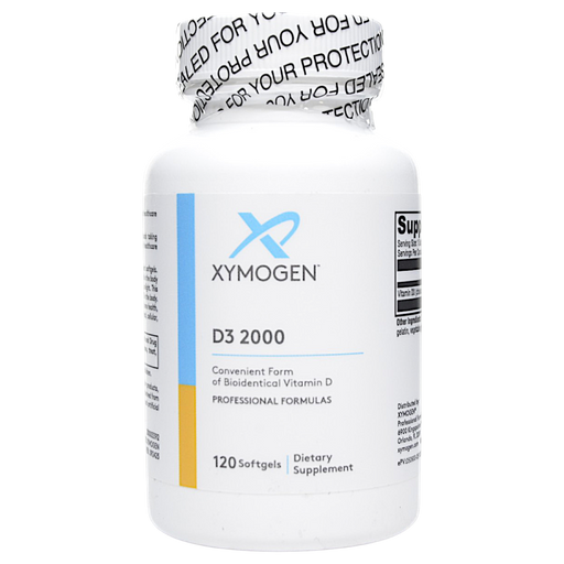 Bottle of Xymogen's D3 2000 120 softgels