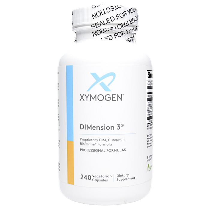 Bottle of Xymogen's DIMension 3 240 capsules