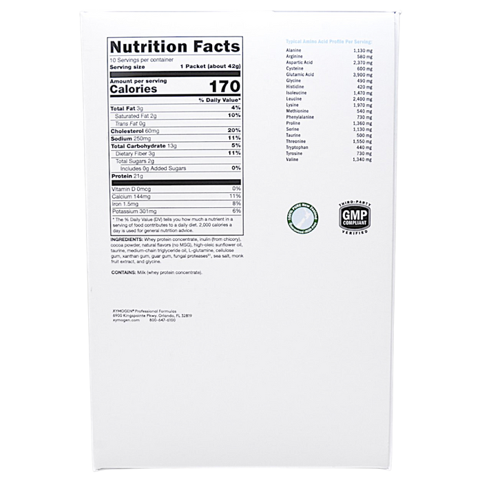 Xymogen's FIT Food Lean Whey (No Added Sugar, No Stevia) 10 Servings Creamy Chocolate nutrition facts