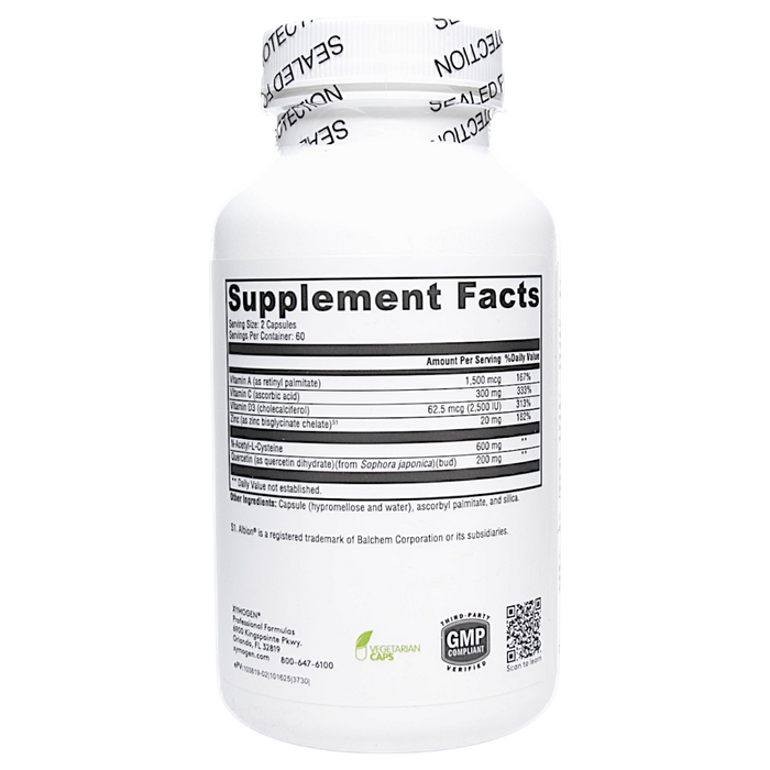 Xymogen's Immune Essentials Daily 120 Capsules supplement facts