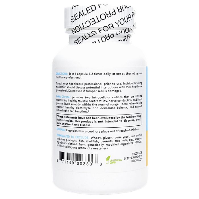 Xymogen's K-Mg Citrate 60 Capsules suggested use