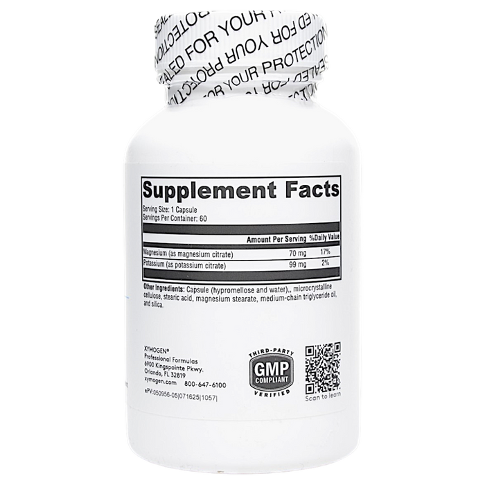 Xymogen's K-Mg Citrate 60 Capsules supplement facts