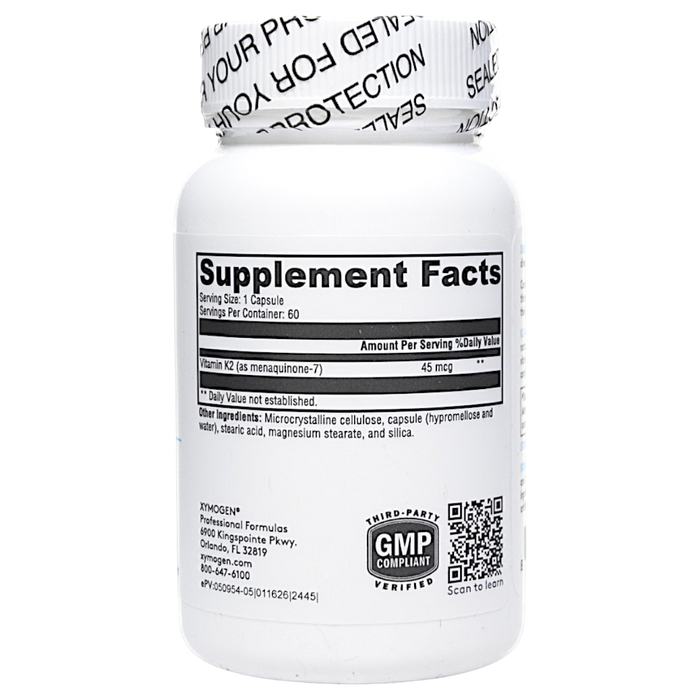 Xymogen's K2-45 60 Capsules supplement facts