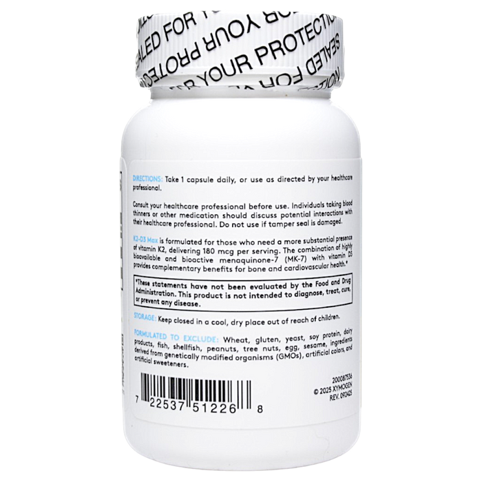 Xymogen's K2-D3 Max 60 Capsules suggested use