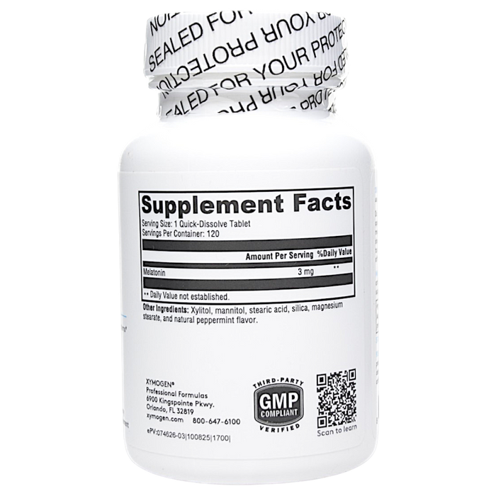 Xymogen's Melatonin Peppermint 120 Quick-Dissolve Tablets supplement facts