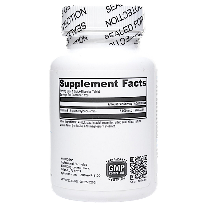 Xymogen's Methylcobalamin 120 Quick-Dissolve Tablets supplement facts