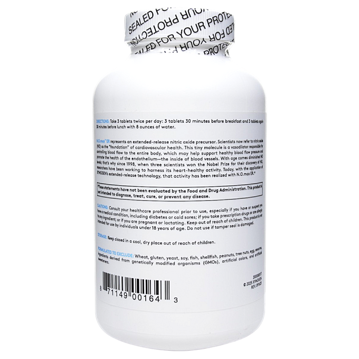 Xymogen's N.O.max ER 180 Tablets suggested use