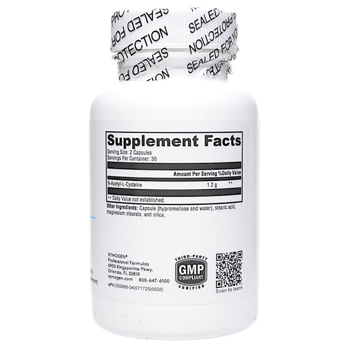 Xymogen's NAC 60 capsules supplement facts
