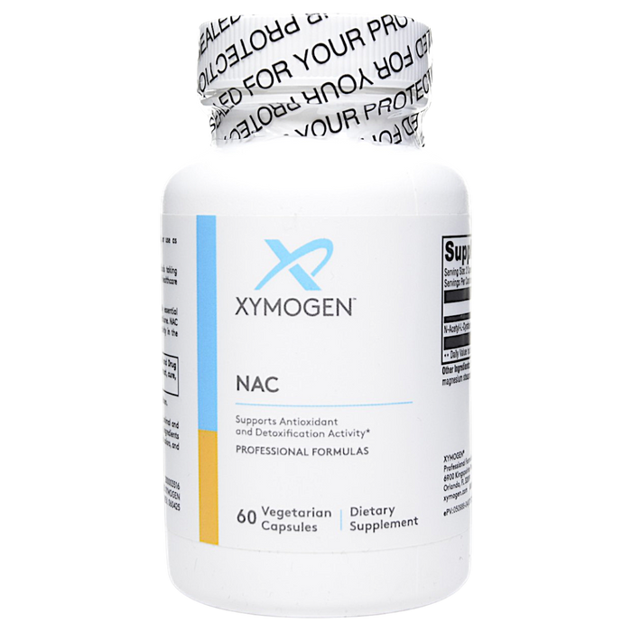 Bottle of Xymogen's NAC 60 capsules