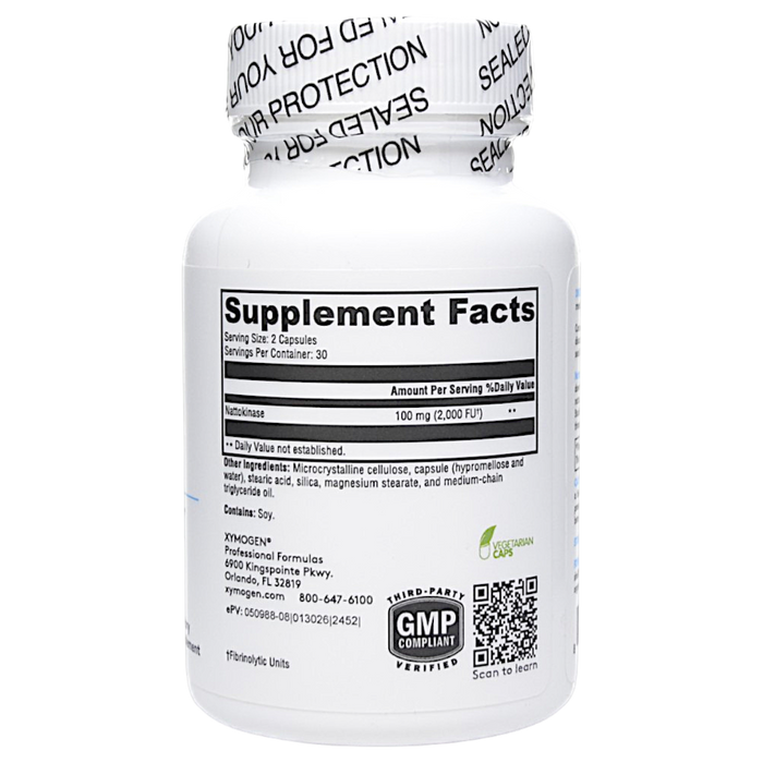 Xymogen's Nattokinase 60 capsules supplement facts