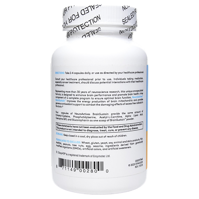 Xymogen's NeuroActives BrainSustain 120 capsules suggested use