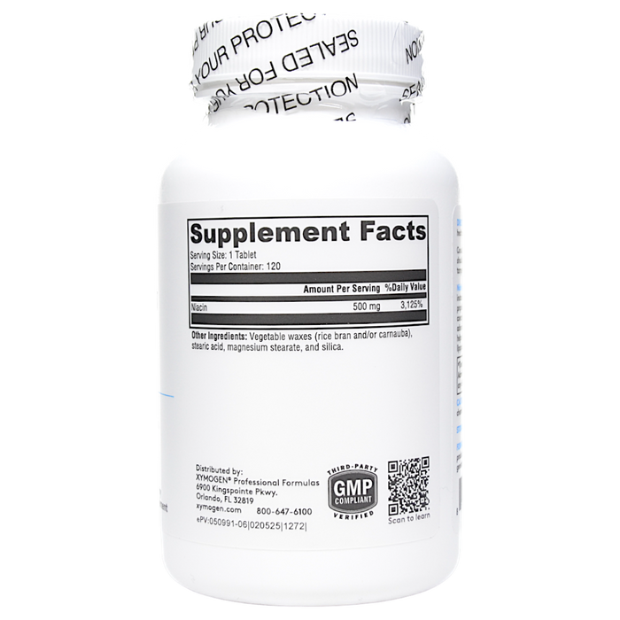 Xymogen's NiaVasc 120 tablets supplement facts