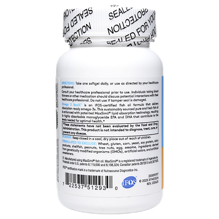 Xymogen's Omega 3 BasiX 30 softgels suggested use