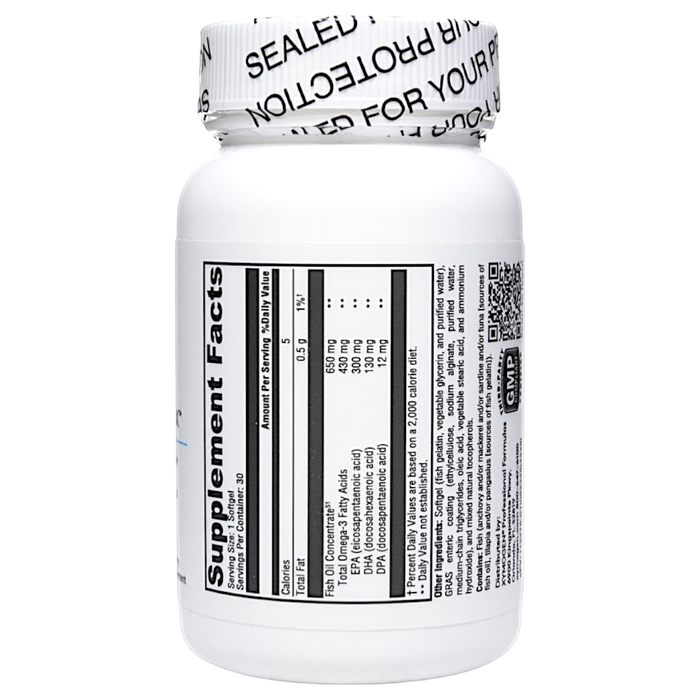 Xymogen's Omega 3 BasiX 30 softgels supplement facts