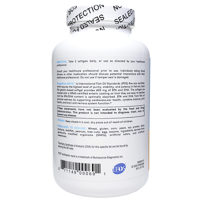 Xymogen's OmegaPure 600 EC 120 softgels suggested use