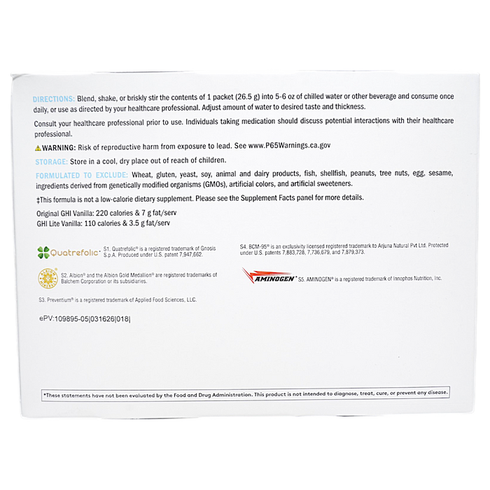 Xymogen's OptiCleanse GHI Lite Sugar- & Stevia-Free Vanilla Delight suggested use