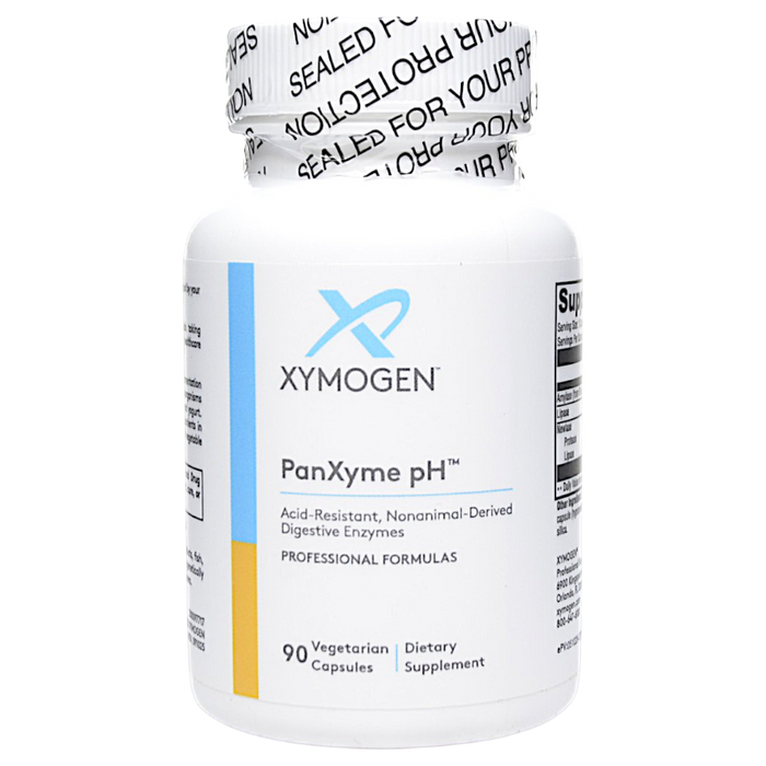Bottle of Xymogen's PanXyme pH 90 capsules