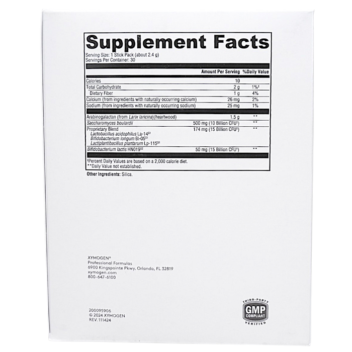 Xymogen's ProbioMax Plus 40B 30 Servings supplement facts