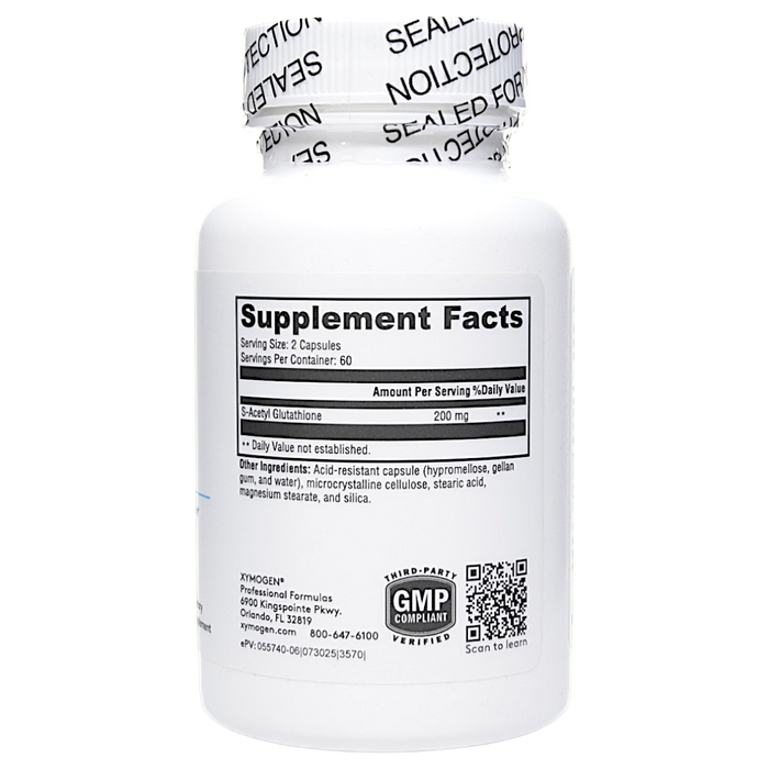 Xymogen's S-Acetyl Glutathione 120 capsules supplement facts
