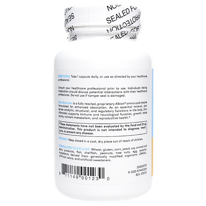 Xymogen's Zinc Glycinate 120 Capsules suggested use