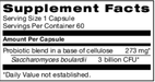 Smidge Yeastbiotic supplement facts – 3 billion CFU Saccharomyces boulardii per capsule