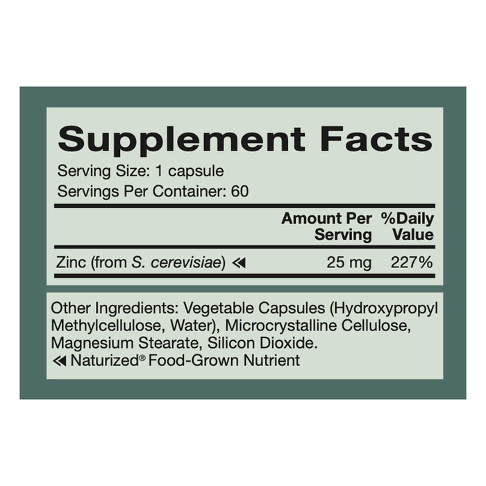 Zinc 60 Capsules by Natura Health Products Supplement Facts