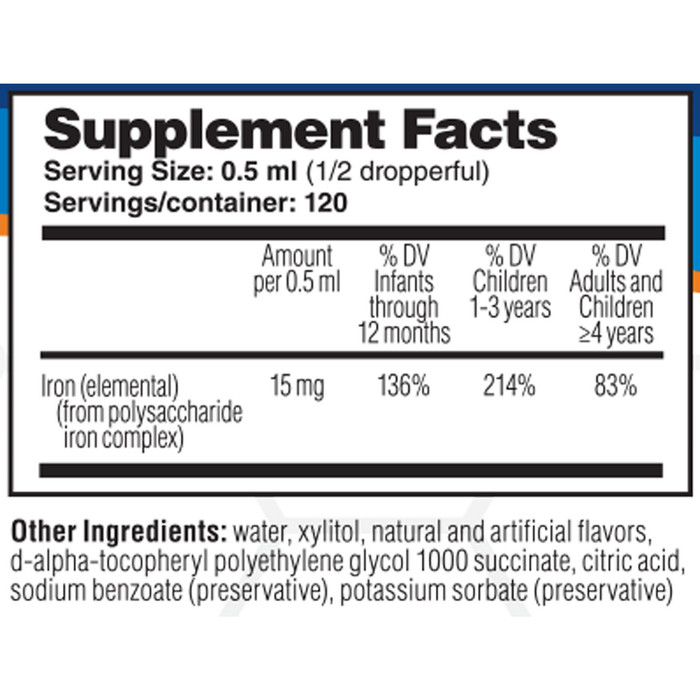 AC Grace IronUp Liquid Grape Flavor Supplement Facts
