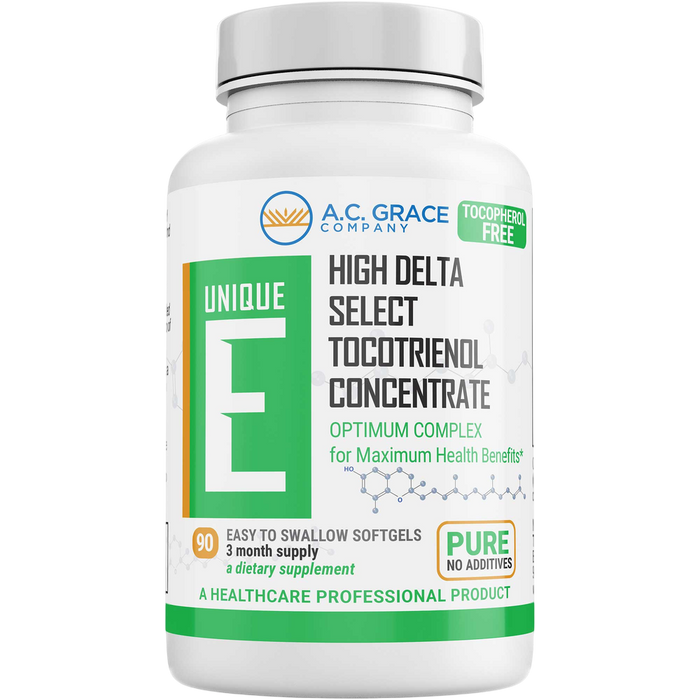 A.C. Grace Unique E High Delta Select Tocotrienol Concentrate, 90 softgels, front of bottle
