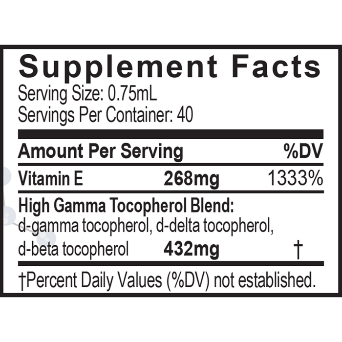 A.C. Grace Unique E Natural Vitamin E Oil 1 fl oz supplement facts label