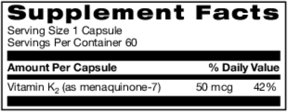 A.C. Grace Unique Vitamin K2 Supplement Facts