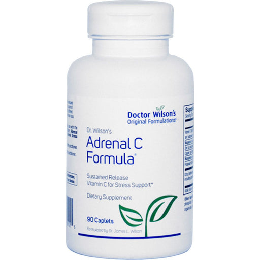 A bottle of Adrenal C Formula by Doctor Wilson's Original Formulations with 90 caplets, designed to support adrenal function and stress relief.