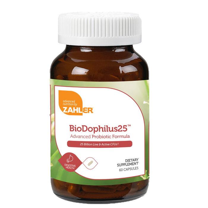 Advanced Nutrition by Zahler BioDophilus25, 60 capsules, front of bottle