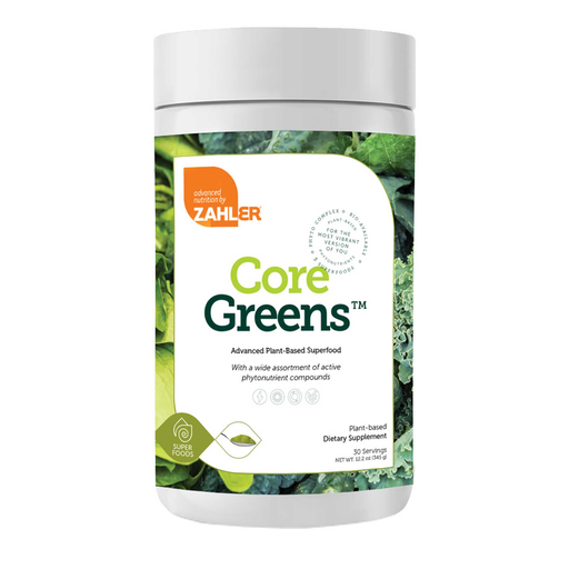 Advanced Nutrition by Zahler CoreGreens Powder, 12.2 oz, front of jar