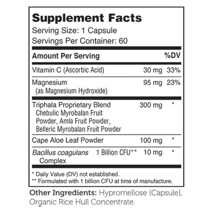 Advanced Nutrition by Zahler The Daily Cleanse 60 capsules supplement facts label
