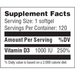 Advanced Nutrition by Zahler Vitamin D3 1000 IU 120 softgels supplement facts label