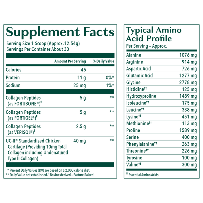 AlgaeCal Collagen 376.2 g supplement facts label