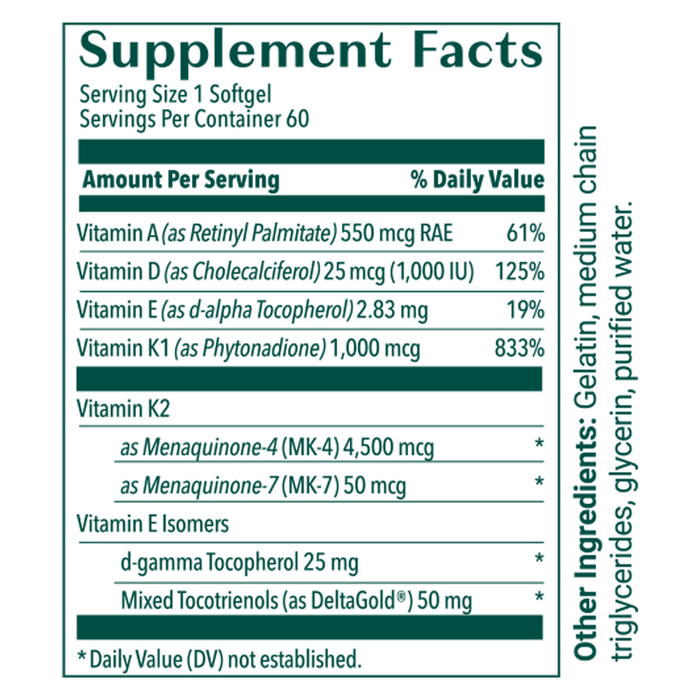 AlgaeCal D3 Complete 60 capsules supplement facts label