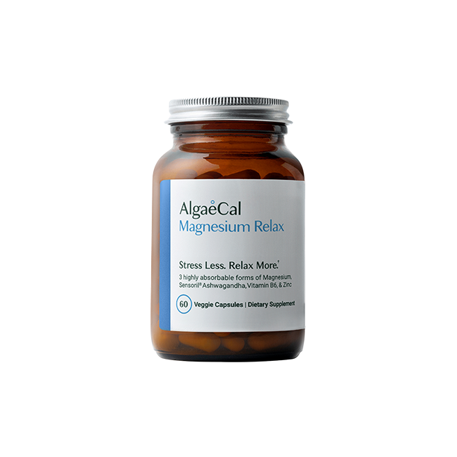 AlgaeCal Magnesium Relax, 60 capsules, front of bottle